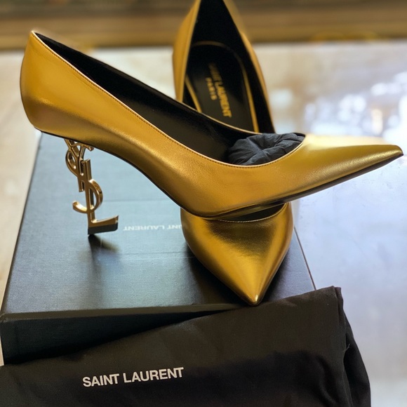 New!! Size 39.5 Saint Laurent Opyum Gold Heels! - Picture 4 of 6